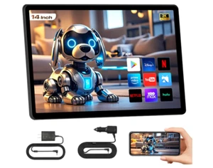 14" Android 13 Car TV IPS Touchscreen Headrest Monitor for Car Back Seat Support - Picture 1 of 7