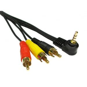 Rechtwinkliges 3,5 mm Klinke auf drei Phono Cinch Kabel - Bild 1 von 1