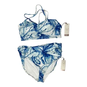 Calia By Carrie Underwood Bikini Women’s XXL 2XL Blue White Floral 2 Piece - Picture 1 of 13
