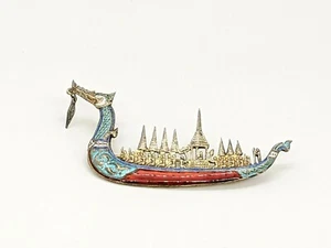 Vintage Sterling Color Enamel Siam Dragon Brooch - Picture 1 of 6
