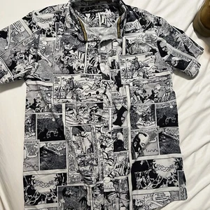 JUST ATTITUDE Black & White Anime Manga Novelty Comic Strip Shirt SIZE M - Picture 1 of 7