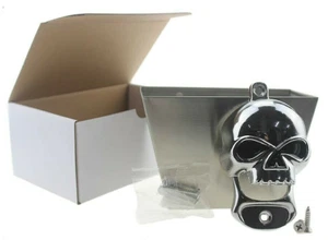 Skull Head Wall Mounted Beer Bar bottle Opener & Cap Catcher Set - Picture 1 of 6