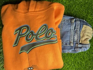 POLO BOYS SIZE 6 2PC ORANGE HOODIE PULL OVER WITH POLO JEANS - Picture 1 of 9