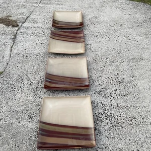 Sango Avanti Brown 4722 Set of 4 Square Dinner Plates 11" Glazed Stoneware - Picture 1 of 6