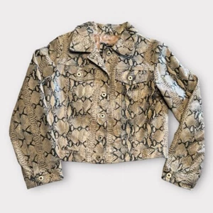 Chaqueta forrada de cuero con estampado de serpiente talla pequeña para mujer Colebrook & Co. Moto Y2K - Imagen 1 de 6