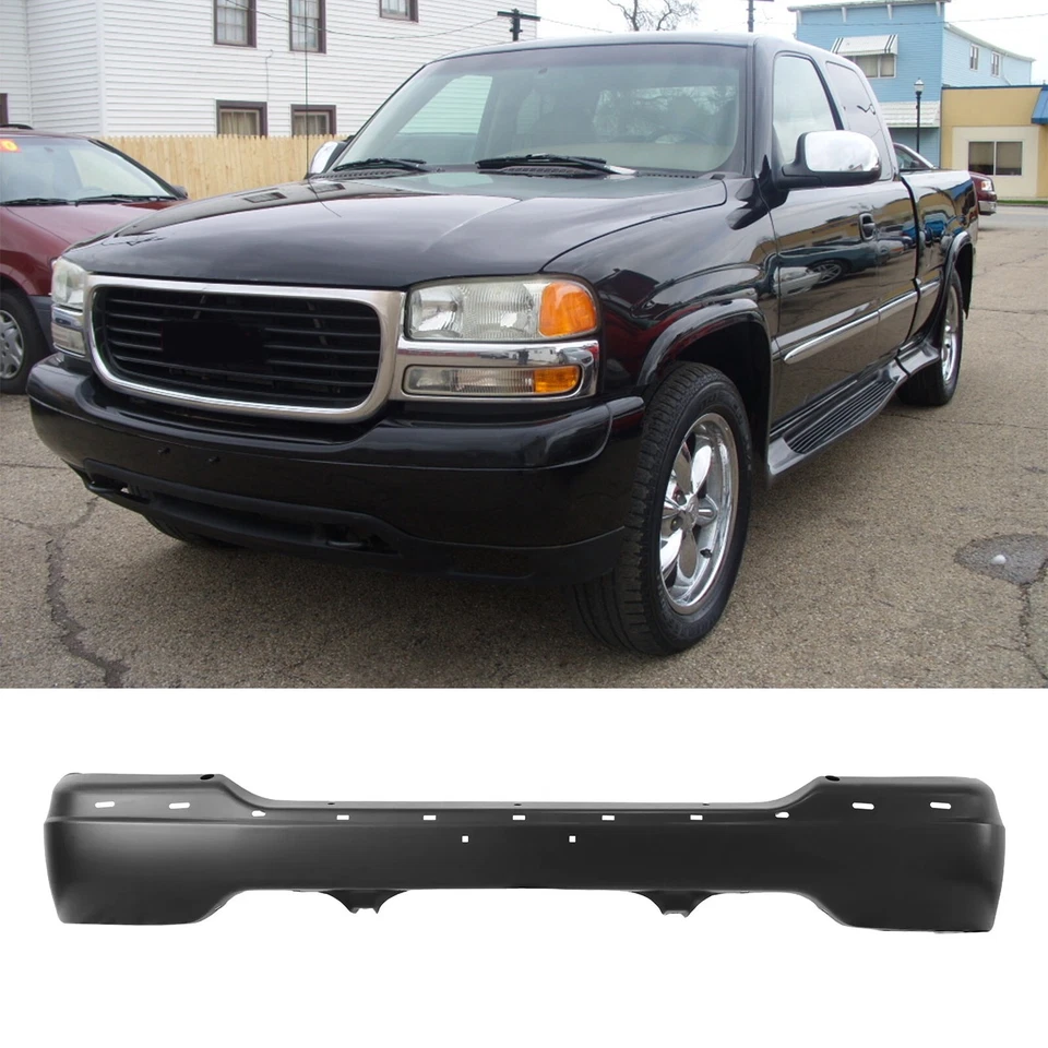 Black Steel Front Bumper Face Face Bar for 99-02 GMC Sierra 1500 00-06 Yukon Foto 1 de 4
