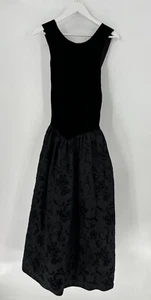 Scott McClintock Vintage Kleid Damen groß schwarz Samt Blumenmuster Abendkleid - Bild 1 von 15