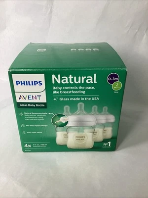 Philips Avent Respuesta Natural Recién Nacido 4 biberones de vidrio 4 oz cada caja abierta Foto 1 de 4