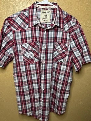 Camisa Coastal Western Snap Perla Broches a Cuadros Rojo Blanco Para Hombre’s XL Manga Corta Foto 1 de 4