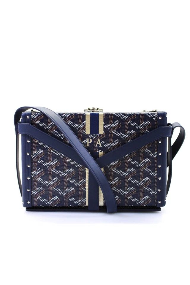 Bolso Bandolera Goyard Para Mujer Cuero Borde Goyardine Minaudière Baúl Azul Foto 1 de 4