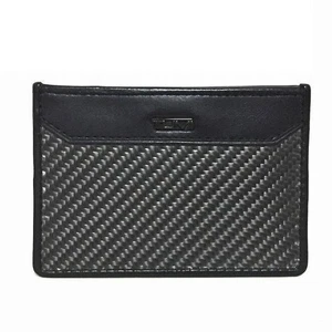 Tumi BLACK & CARBON FIBER Slim Card Wallet Case with ID Window Leather - Bild 1 von 3
