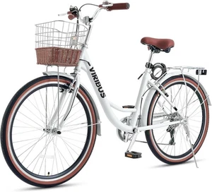 Bicicleta Comfort Cruiser para mujer - Viajero de 7 velocidades con cesta y paso a paso - Imagen 1 de 12