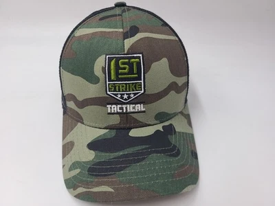 1st Strike Tactical Camo Mesh Trucker Snapback Hat Cap Hunt Fish Men Green Black - Image 1 of 4