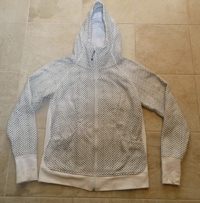 Lululemon Mujer Gris/Blanco Estampado Buceo Sudadera con Capucha Cremallera Completa Chaqueta Talla 12 (XL) Foto 1 de 3