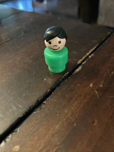 Fisher Price Little People BOY Green Body Black Hair  Plastic - Picture 1 of 6