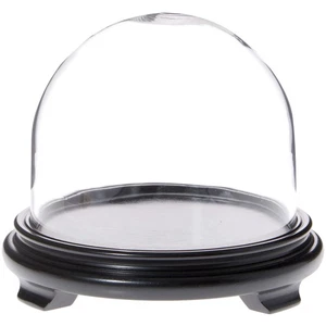 Plymor 8" x 6.5" Glass Display Dome Cloche (Black Wood Veneer Footed Base) - Picture 1 of 1