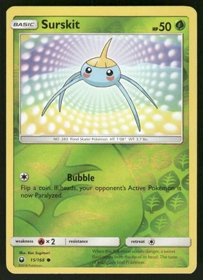 2018 Lightly Played Pokemon Surskit 15/168 Celestial Storm - Image 1 of 3