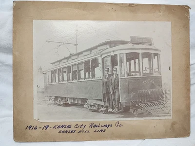 Foto de vagón de ferrocarril y conductor Sunset Hill 1916 Kansas City Missouri Kansas City Foto 1 de 2
