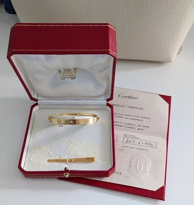 Cartier любовь браслет бриллиант желтое золото размер 17 сертификат/упаковка - Изображение 1 из 4