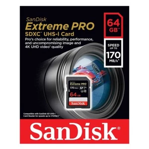 SanDisk 64GB Extreme Pro SDXC Speicherkarte UHS-I V30 SD 170MB/s U3 4K UHD-UK - Bild 1 von 4