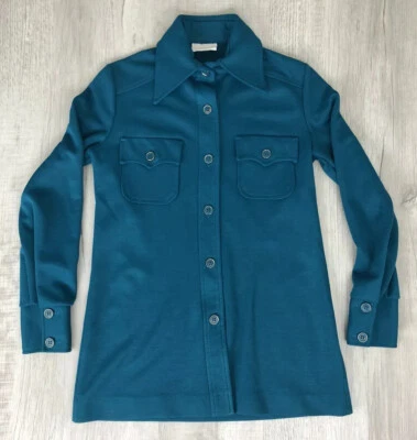 Vintage Jantzen Jacket Shirt Turquoise Made In USA Womens Size 10 - Image 1 of 4