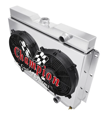 4 Row KR Radiator W/ 2 12" Fans and Shroud for 1964 1965 Chevrolet Chevelle Foto 1 de 4