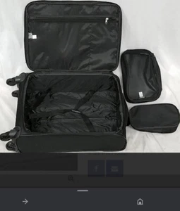 Skyline Softside 2pc Spinner Luggage Set - Black With Accessory Bathroom Bag’s - Picture 1 of 12