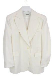 SANDRO Blazer Women's (EU) 36 Single Breasted Peak Lapel Button Up White - Picture 1 of 10