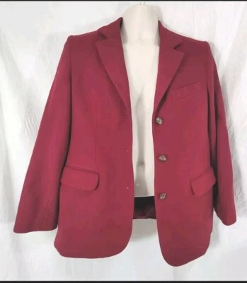 L.L. Chaqueta Blazer Bean Vintage Para Mujer Roja Lana Cachemira Talla 10 Foto 1 de 4