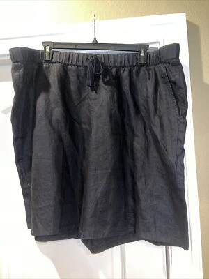 Pantalones Cortos Eileen Fisher Orgánicos Lino Medio Muslo Negros Talla 3X Nuevos con Etiquetas $128 Foto 1 de 4