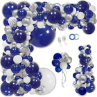 148Pcs Navy Blue Silver Balloons Garland Kit, Royal Blue Silver White Confetti B