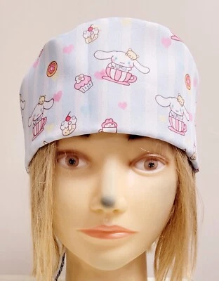 CINNAMOROLL WHITE STRIP MEDICAL NURSE SCRUB CAP (2 SIZE SELECTION) - Image 1 of 4