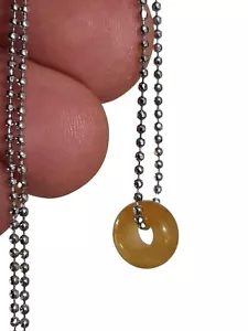 Citrine Crystal Donut Bead Pendant Necklace Simple Silver Chain Gemstone Crystal - Picture 1 of 12