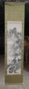 Signed Chinese Or Japanese Scroll Painting w/ Bone & Wood Case - Picture 1 of 12
