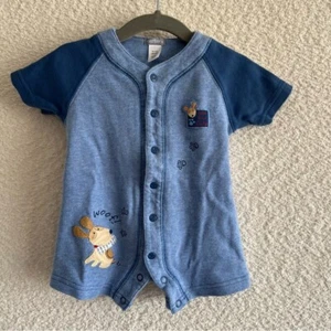 Carter's Vintage Retro Baby Blue Dog Gone Cute Romper Size 3 Months - Picture 1 of 10