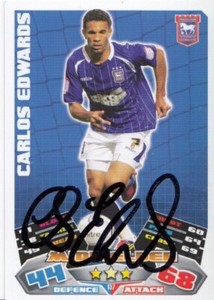 Carlos Edwards Signed Ipswich Town Match Attax Championship 2011/12 Card