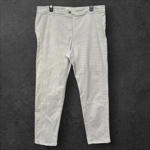 Chico's Mid Rise Slim Leg Striped Pants Women Size 2.5 (L) Beige Pocket Cotton - Picture 1 of 13