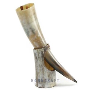 Ox Horn Viking Drinking Horn Beer Mug With Horn Stand | 10 – 12 Inches in Length