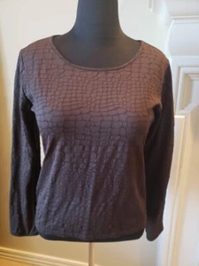 Blusa Top Camisa Manga Larga Talbots Marrón Patrón Caimán Usada Una Vez Talla L - Imagen 1 de 5