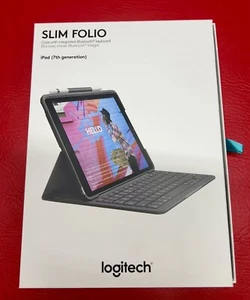 Logitech iPad 7th Generation Slim Folio Case W/ Integrated Bluetooth Keyboard - Picture 1 of 7