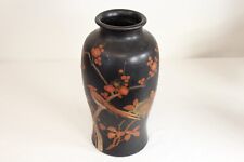 Antique Japanese Pottery Vase Painted Birds Flowers Matte Finish Large Vase 