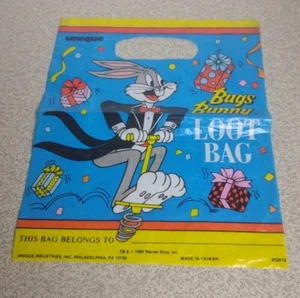 Vintage 1989 Unique Industries, Inc. Bugs Bunny Loot Bag Party Goodie Gift Bag - Picture 1 of 10
