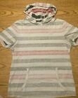 VTG 90s Guess Gray Black Red Striped Grunge Hoodie Shirt Youth Large Adult Small