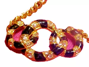 Vintage Jackie Collins Leopard Collection Gold, Black Rhinestones Necklace/Box - Picture 1 of 5