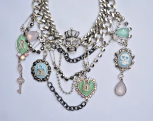 Betsey Johnson Lady Lock Pink Opal Royal Skull Statement Necklace - Picture 1 of 5