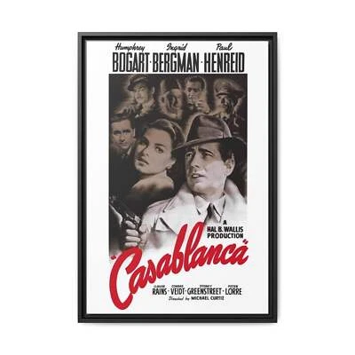 Cult Classic Large Gallery Framed Canvas 20" x 30" Movie Poster Art - Casablanca - Image 1 of 4