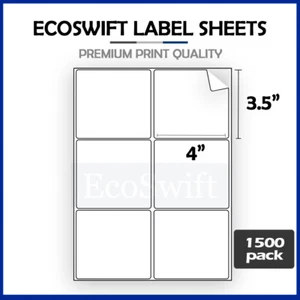 (9000) 4 x 3 1/3 EcoSwift Laser/Ink Address Shipping Adhesive Labels 6/sheet - Picture 1 of 5