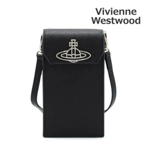 Vivienne Westwood smartphone case SAFFIANO THIN LINE ORB PHONE BAG black unisex - Picture 1 of 4