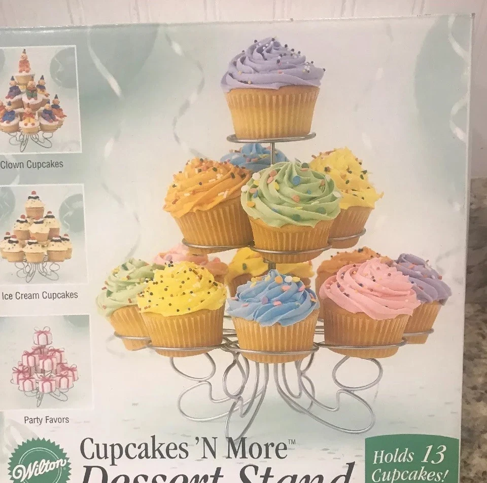 Wilton CUPCAKES 'N MORE DESSERT METAL STAND Holds 13 Cupcakes, Other Treats - Image 1 of 3