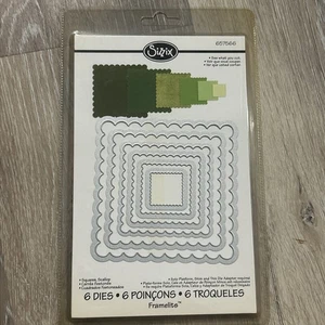 Sizzix ~6 Dies Set-Squares, Scallops #657565-Preowned-Gently Used - Picture 1 of 1